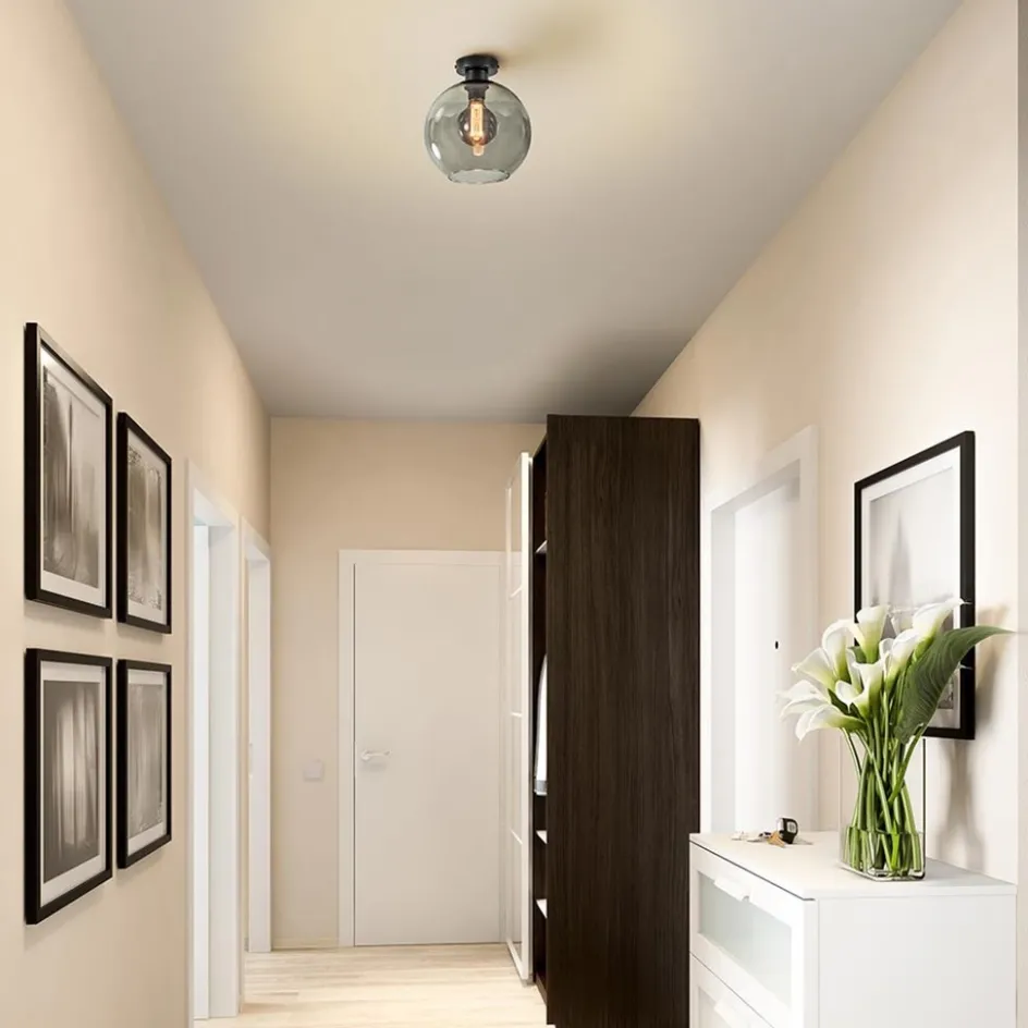 Smoke glazen plafondlamp globe 25 cm>Straluma Sale