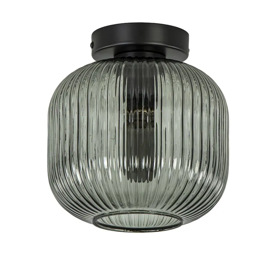 Smoke glazen plafondlamp met zwarte bevestiging>Straluma Best