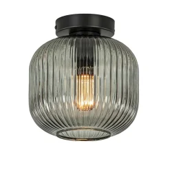 Smoke glazen plafondlamp met zwarte bevestiging>Straluma Best