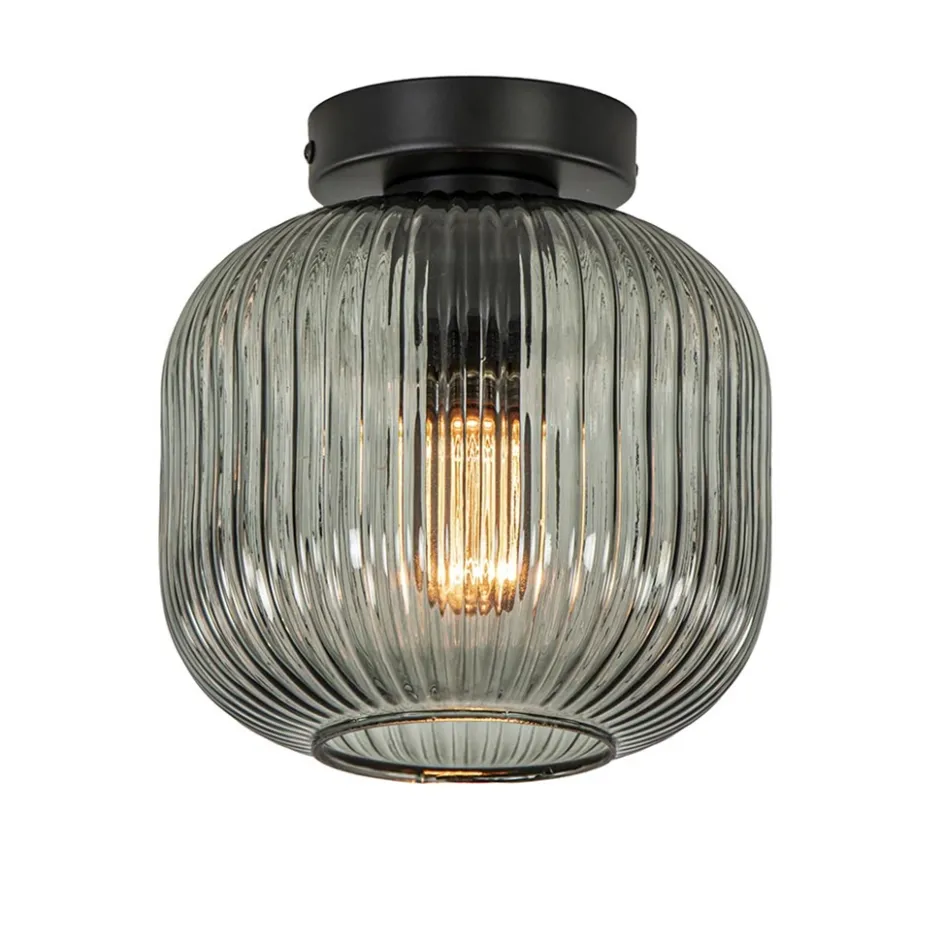 Smoke glazen plafondlamp met zwarte bevestiging>Straluma Best