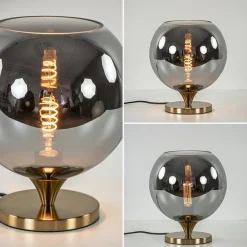 Smoke glazen tafellamp met gouden voet><noscript><img width=