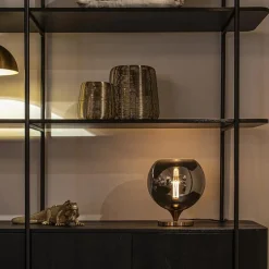 Smoke glazen tafellamp met gouden voet><noscript><img width=