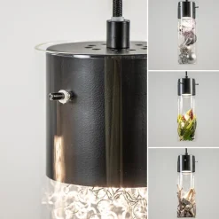 Speelse hanglamp zwart met helder glas 3-lichts><noscript><img width=