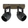 Spot 2-lichts zwart met hout>Straluma Discount