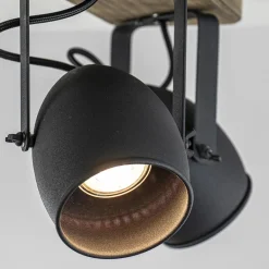 Spot 2-lichts zwart met hout>Straluma Discount