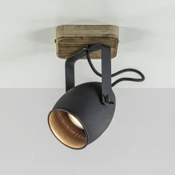 Spot 1-lichts zwart met hout>Straluma New