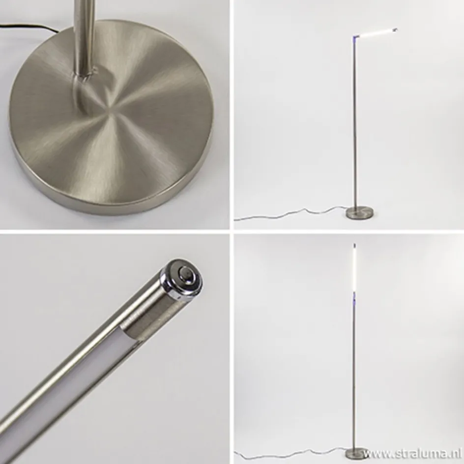 Staande leeslamp nikkel met dimmer>Straluma Online