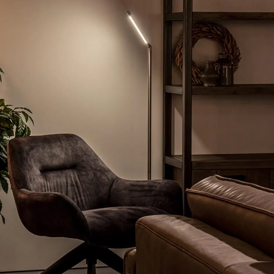 Staande leeslamp nikkel met dimmer>Straluma Online