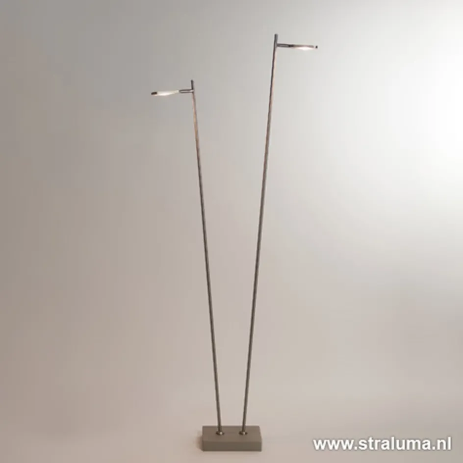 Staande vloerlamp led 2 lichts staal>Straluma Discount
