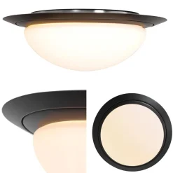 3-Standen dimbare LED plafondlamp zwart met wit glas IP44><noscript><img width=