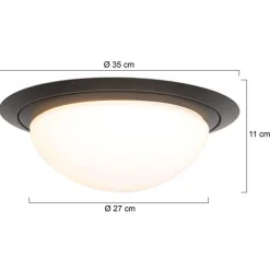 3-Standen dimbare LED plafondlamp zwart met wit glas IP44><noscript><img width=