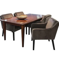 Stijlvolle eetkamerstoel bruin met zwarte poot><noscript><img width=