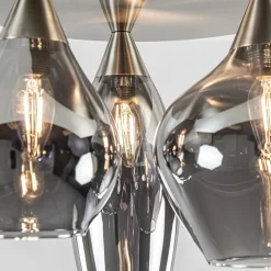 Stijlvolle plafondlamp nikkel mat met smoke glas><noscript><img width=