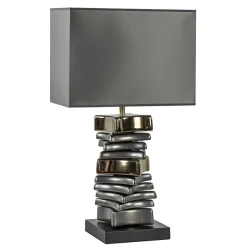 Stijlvolle tafellamp grijs/goud inclusief kap>Straluma Outlet