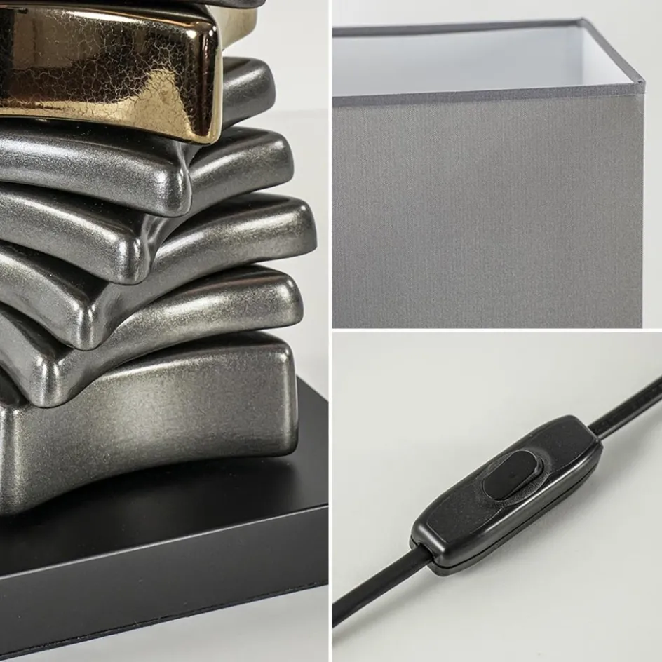 Stijlvolle tafellamp grijs/goud inclusief kap>Straluma Outlet