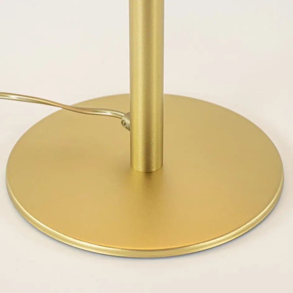 Stijlvolle tafellamp mat goud met wit glas>Straluma Outlet