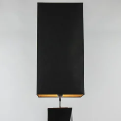 Stijlvolle vloerlamp zwart keramiek met hoge kap><noscript><img width=