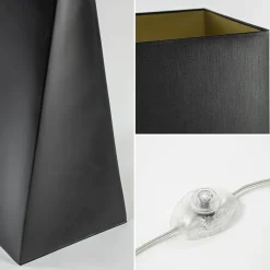 Stijlvolle vloerlamp zwart keramiek met hoge kap><noscript><img width=