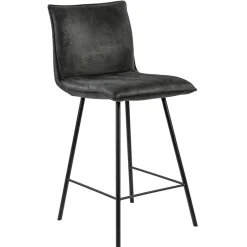 Stoere barkruk met bull lederen zitting antraciet>Straluma Hot