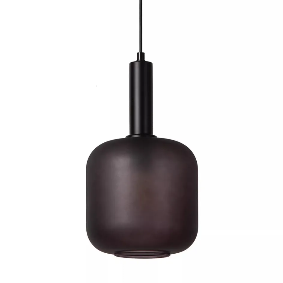 Stoere hanglamp zwart met mat zwart glas>Straluma Sale