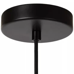 Stoere hanglamp zwart met mat zwart glas><noscript><img width=