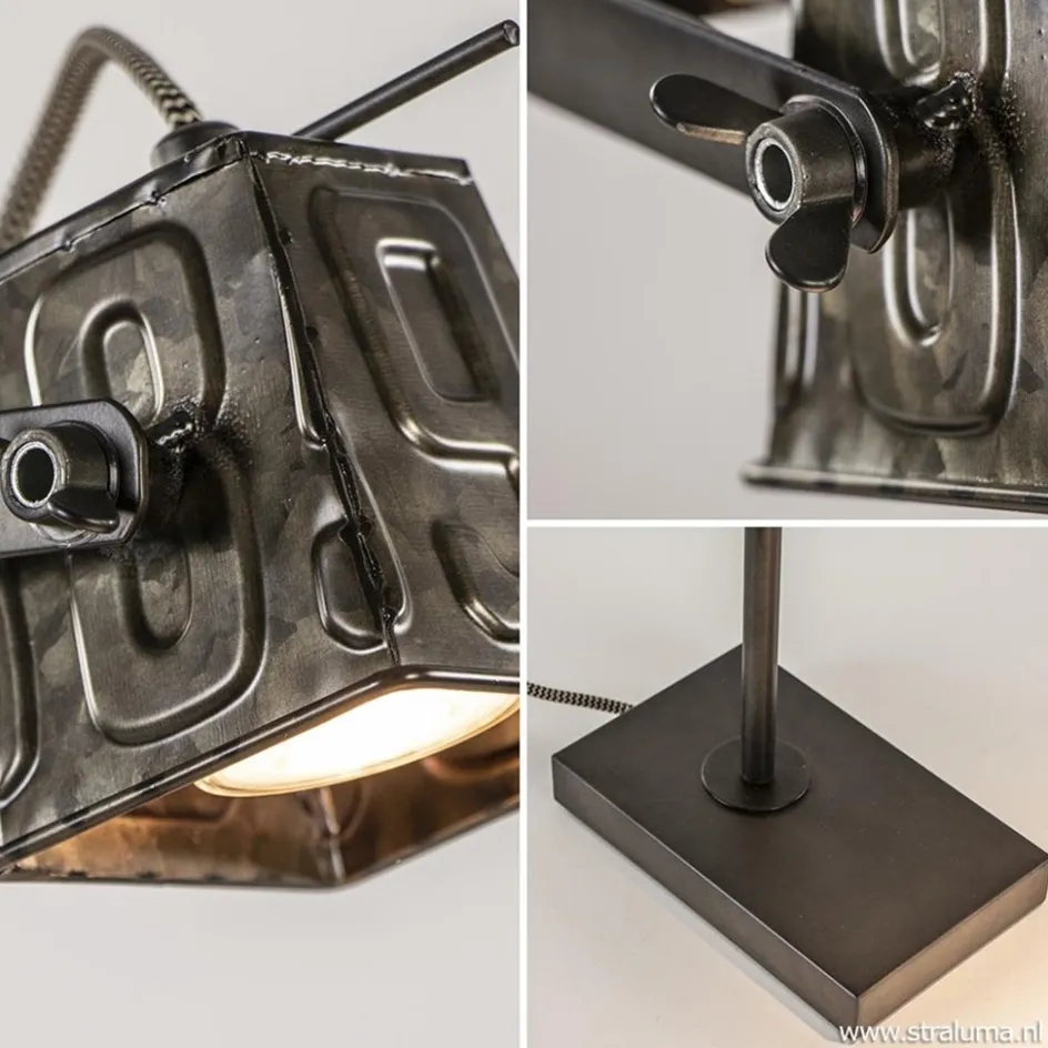 Stoere industriele tafel/bureaulamp black steel>Straluma Clearance