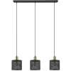Stoere 3-lichts hanglamp mat zwart met goud>Straluma Outlet