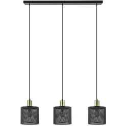 Stoere 3-lichts hanglamp mat zwart met goud>Straluma Outlet