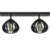 Stoere 2-lichts plafondlamp met houten kappen zwart>Straluma
