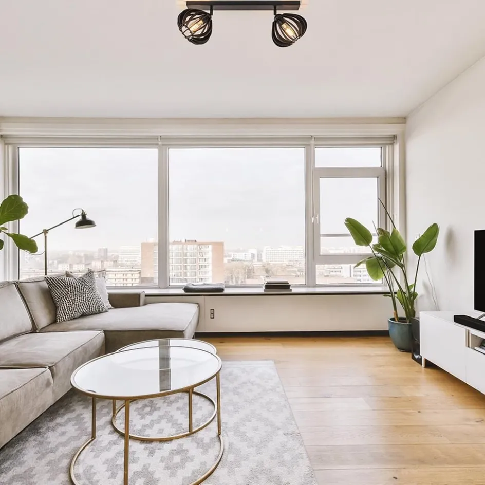 Stoere 2-lichts plafondlamp met houten kappen zwart>Straluma