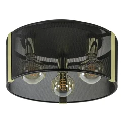 Stoere plafondlamp zwart met glossy goud>Straluma Online