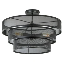Stoere ronde plafondlamp mat zwart metaal 56 cm>Straluma Clearance