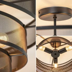 Stoere ronde plafondlamp mat zwart metaal 56 cm></noscript>Straluma Clearance