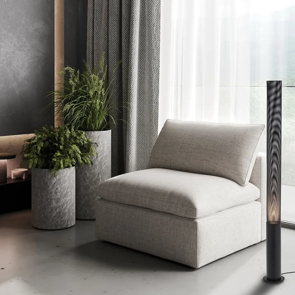 Stoere vloerlamp cilinder zwart met spot>Straluma New