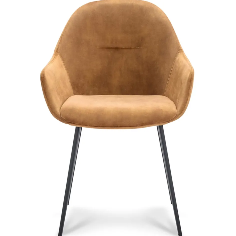 Stoffen armstoel cognac met zwarte pootjes>Straluma Clearance