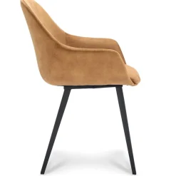 Stoffen armstoel cognac met zwarte pootjes><noscript><img width=