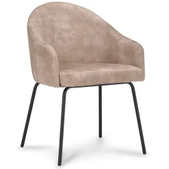 Stoffen armstoel sand met smalle metalen poot>Straluma Discount