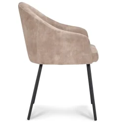 Stoffen armstoel sand met smalle metalen poot><noscript><img width=