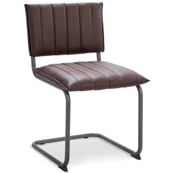 Stoffen eetkamerstoel bruin met gunmetal onderstel>Straluma