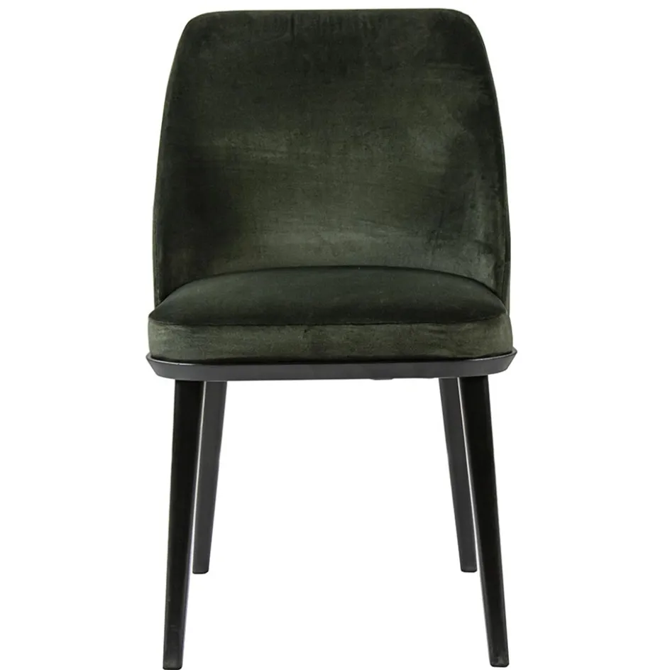 Stoffen eetkamerstoel groen met zwarte houten poot>Straluma New