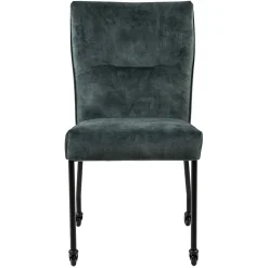 Stoffen eetkamerstoel met zwarte poot en wieltjes>Straluma Best