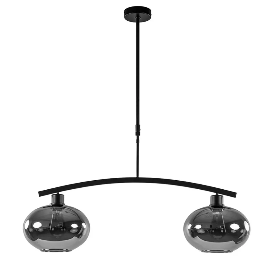 Strak klassieke hanglamp zwart met smoke glas>Straluma Outlet