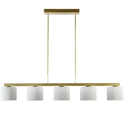 Strak klassieke hanglamp goud met mat wit glas>Straluma Sale