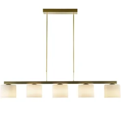 Strak klassieke hanglamp goud met mat wit glas>Straluma Sale