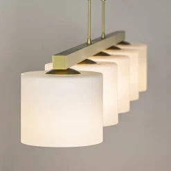 Strak klassieke hanglamp goud met mat wit glas></noscript>Straluma Sale