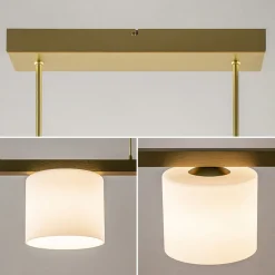 Strak klassieke hanglamp goud met mat wit glas></noscript>Straluma Sale