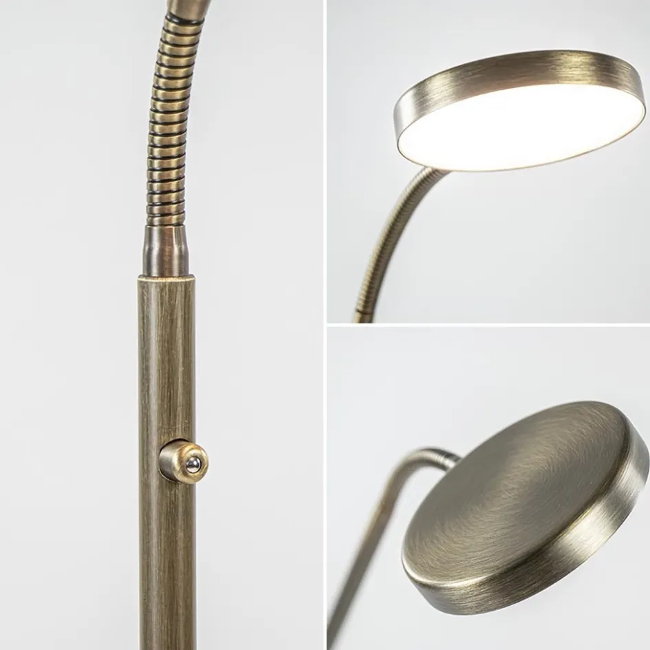 Strak klassieke LED leeslamp brons dim to warm>Straluma Clearance