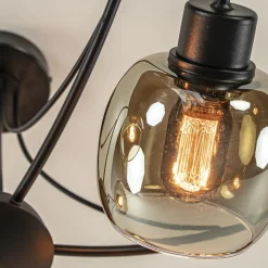 Strak klassieke 5-lichts plafondlamp met smoke glazen kappen></noscript>Straluma Discount