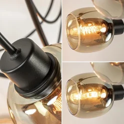 Strak klassieke 5-lichts plafondlamp met smoke glazen kappen></noscript>Straluma Discount