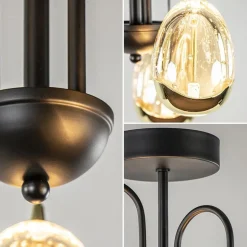 Strak klassieke plafondlamp egg goud met zwart><noscript><img width=
